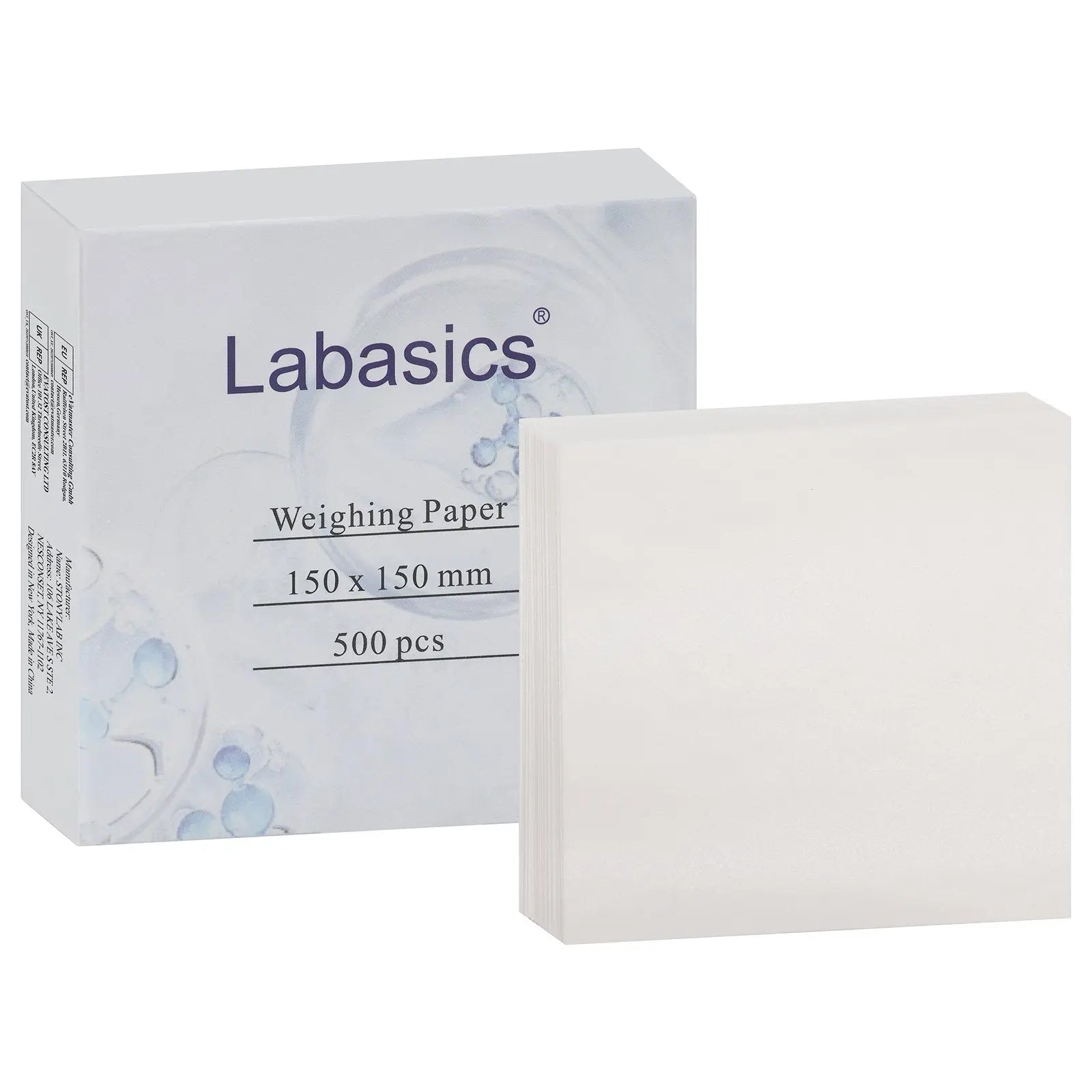 Labasics nitrogen free weighing paper 500 pack for laboratory weighing and sample transfer