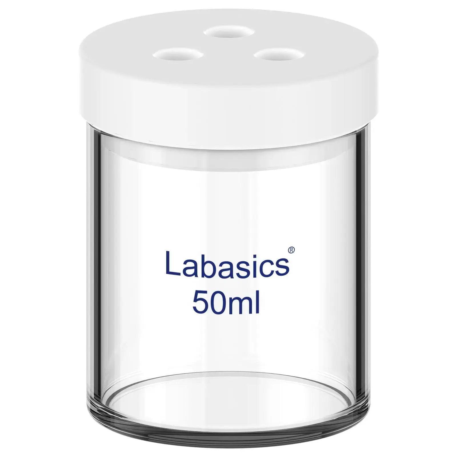 Non-sealed electrolytic cell, 50 mL, glass body with PTFE cover, corrosion-resistant design, for water electrolysis and electrochemical experiments