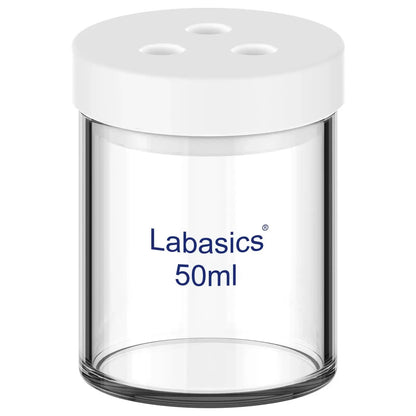 Non-sealed electrolytic cell, 50 mL, glass body with PTFE cover, corrosion-resistant design, for water electrolysis and electrochemical experiments