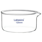 500 mL crystallizing dish with pouring spout, heat-resistant glass, for laboratory crystal growth and separation processes