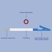 PTFE Electrode Holder, Nickel-Plated Copper Alligator Clip with Plastic Coating, Clamping Range 0.1-5 mm, Detachable Structure Labasics