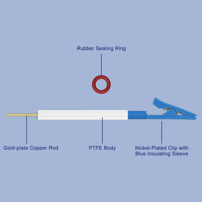 PTFE Electrode Holder, Nickel-Plated Copper Alligator Clip with Plastic Coating, Clamping Range 0.1-5 mm, Detachable Structure Labasics