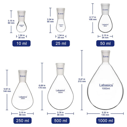 1 Neck Recovery Evaporating Flask, 24/40 Joint, 10-1000 ml Labasics