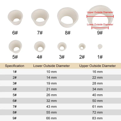 Rubber Filter Adapter Cone Set with 9 Different Sizes and Diameters