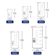 Glass Tall Beaker with Pouring Spout, 50-1000 ml Labasics