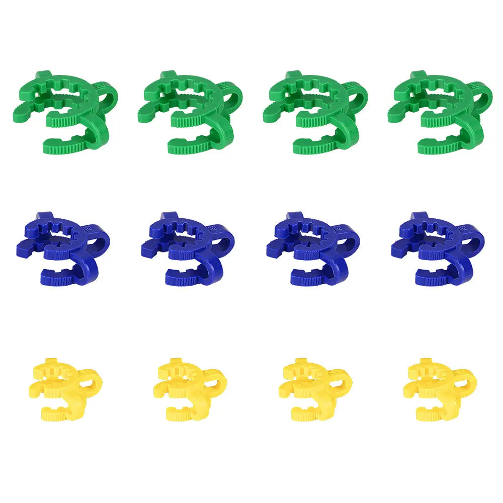 Plastic joint clip set, 14 mm size, color-coded lab glass clip, 12 pack
Plastic joint clip, 19 mm size, for securing 19/22 glass joints, assorted colors
Plastic joint clip, 24 mm size, for 24/40 ground glass joint, lab connector clip