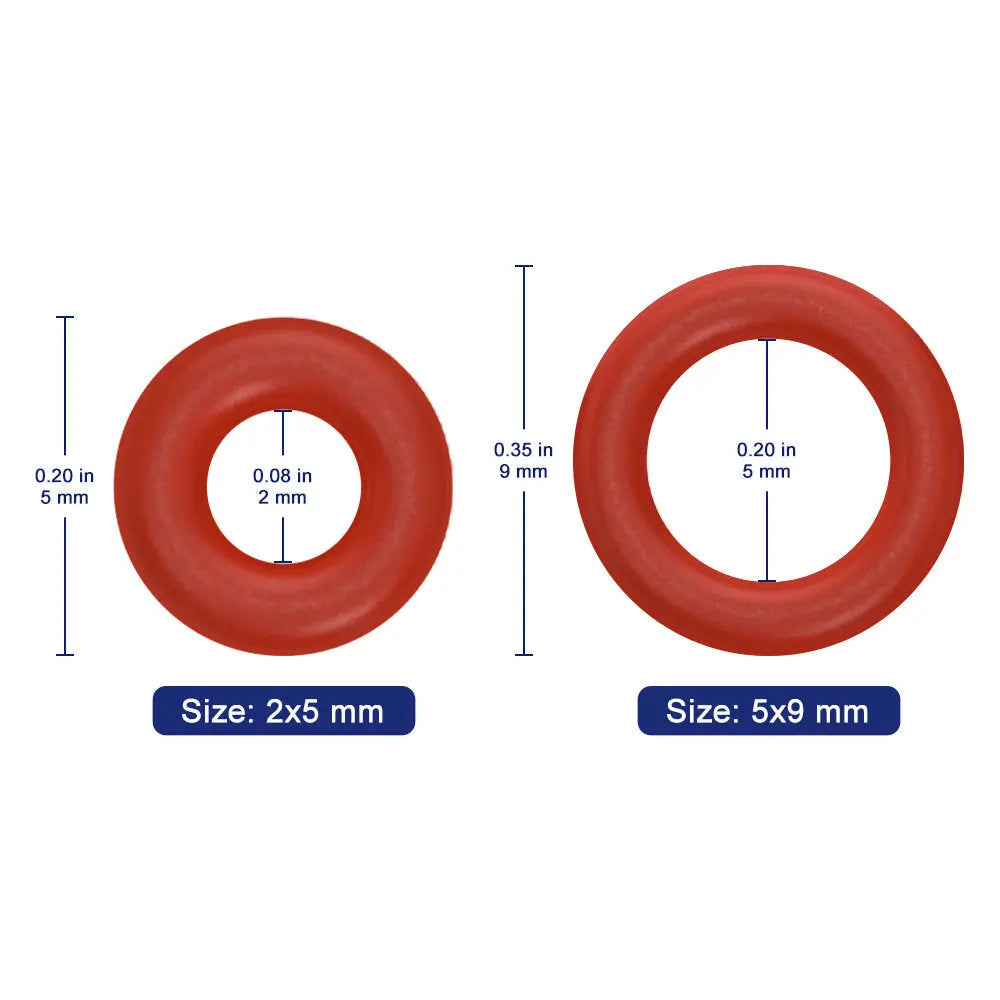 Silicone Seal Rings, 100-Pack, 2x5 mm / 5x9 mm, for Electrolysis Cell Connections Labasics