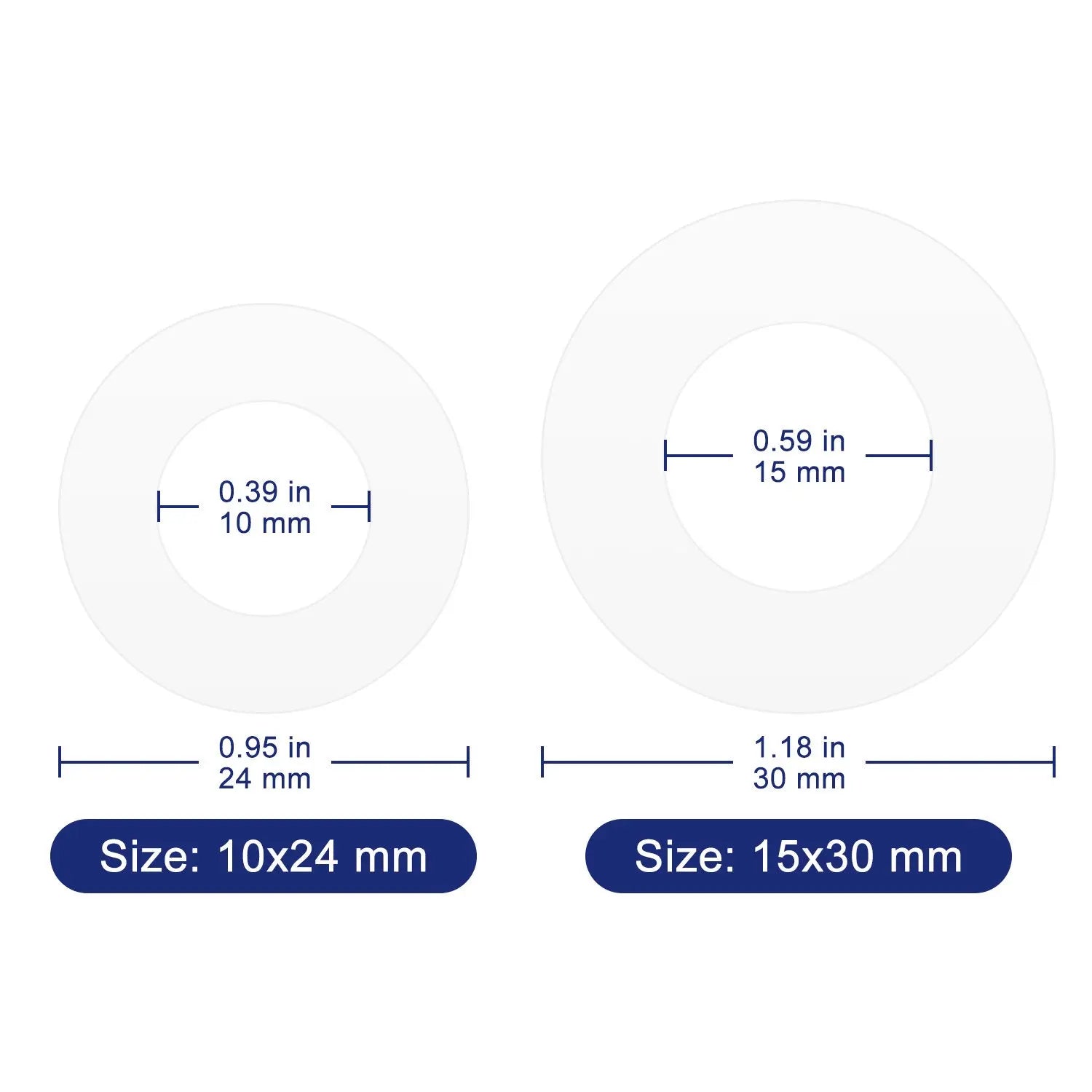 Silicone Sealing Gasket, 10-Pack, 10x24 mm / 15x30 mm, for Dual Electrolysis Cell Labasics Shop