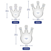 4 Neck Round Bottom Flask, Angled Neck, 24/40 Joints, 250-1000 ml Labasics
