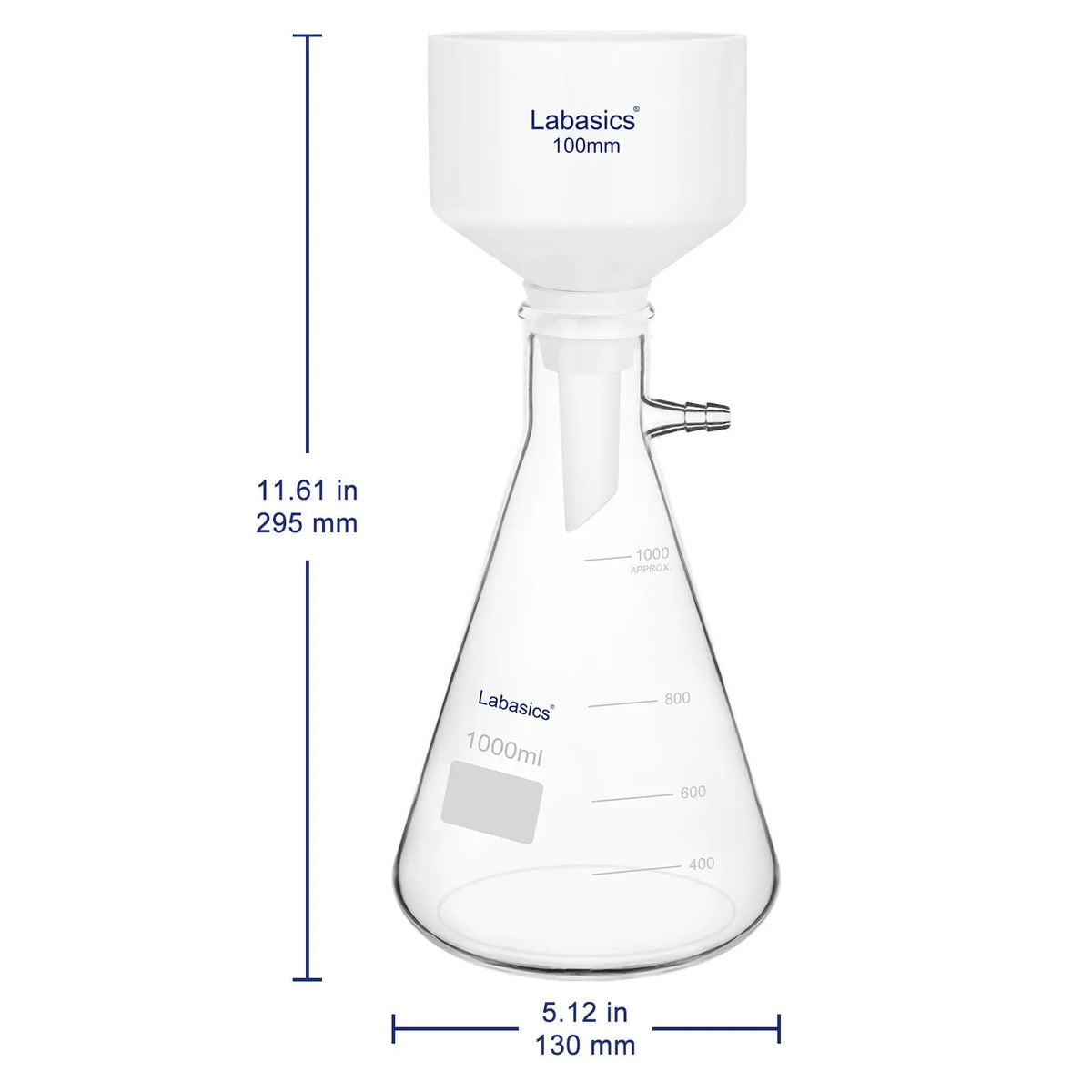 Vacuum Filtration Kit, 100 mm Porcelain Funnel, 1 L Filter Flask Labasics