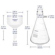 Vacuum Filtration Kit, 100 mm Porcelain Funnel, 1 L Filter Flask Labasics