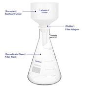 Vacuum Filtration Kit, 100 mm Porcelain Funnel, 1 L Filter Flask Labasics