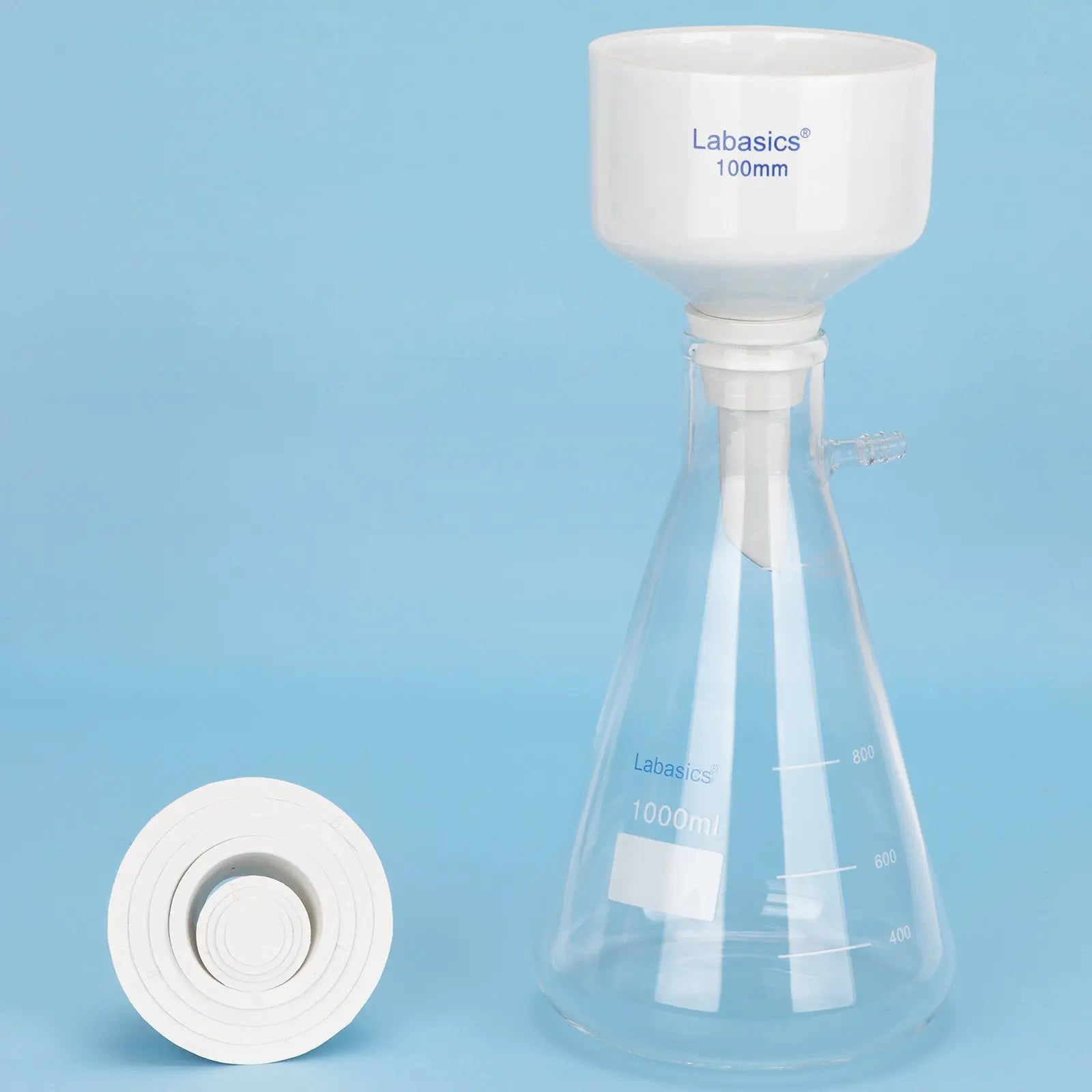 Vacuum Filtration Kit, 100 mm Porcelain Funnel, 1 L Filter Flask Labasics