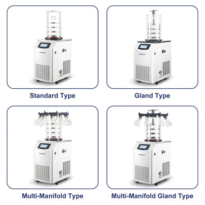 Four configuration options of the 4 kg water capacity vertical freeze dryer