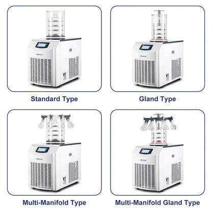 Four configuration options of the 6 kg water capacity vertical freeze dryer