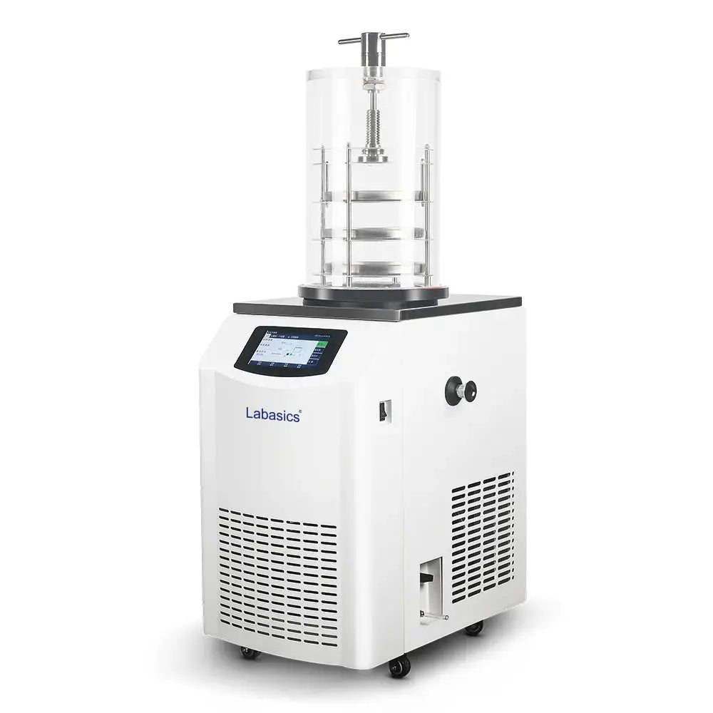 Vertical freeze dryer with Gland Type configuration and 4 kg water capacity