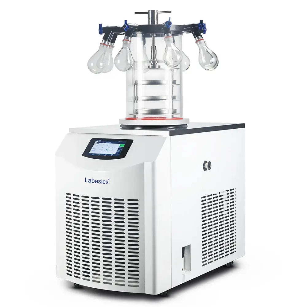 Vertical freeze dryer with Multi-Manifold Gland Type configuration and 6 kg water capacity