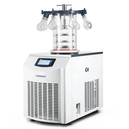 Vertical freeze dryer with Multi-Manifold Gland Type configuration and 6 kg water capacity