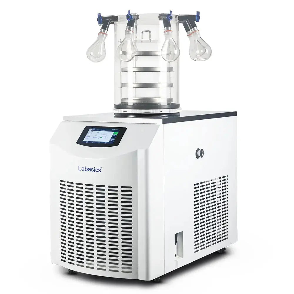 Vertical freeze dryer with Multi-Manifold Type configuration and 6 kg water capacity