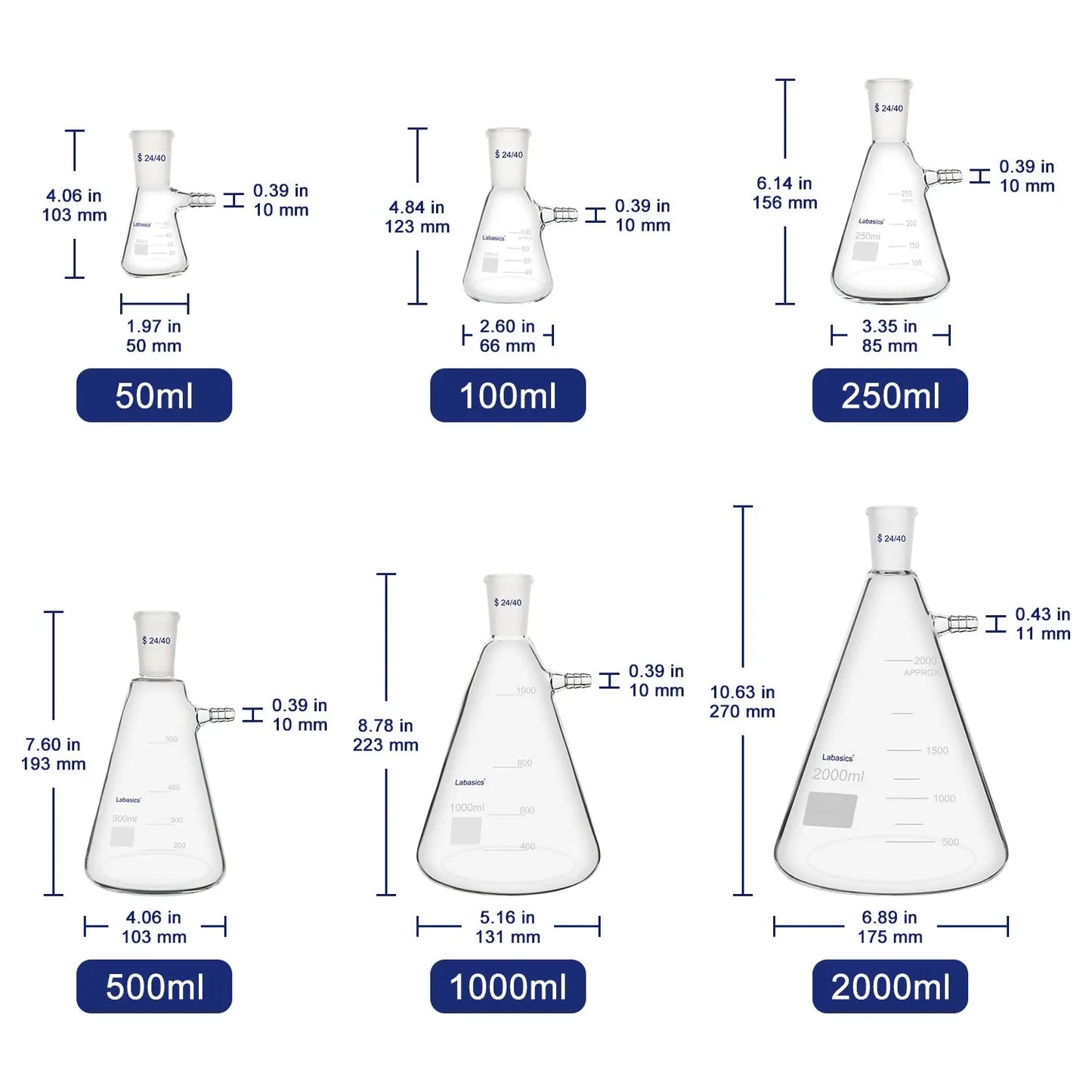 Filtering Flask, 24/40 Joint, 50-1000 ml Labasics