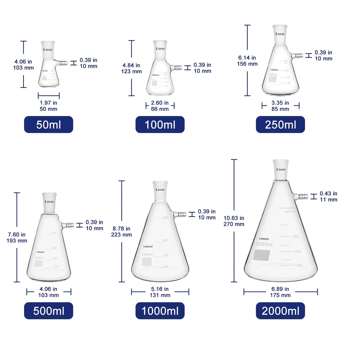 Filtering Flask, 24/40 Joint, 50-1000 ml Labasics