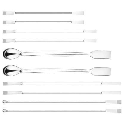 10-piece micro spoon and spatula set including multiple types for laboratory sample handling