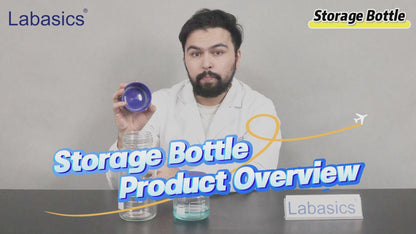Transparent Media Storage Bottles with GL80 Blue Screw Cap, Soda-Lime Glass, 250-1000 ml