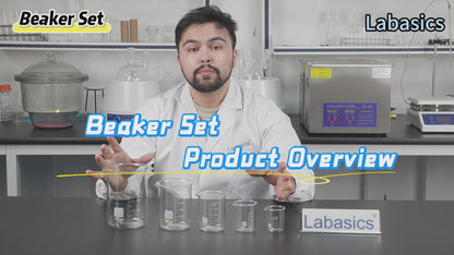 Glass Beaker Set, 5 Sizes, Combo Pack