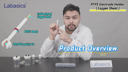 PTFE Electrode Holder, Internal 10 x 10 mm Copper Sheet Clamp, Clamping Range 0.1-5 mm