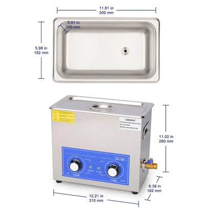 3.2–10 L ultrasonic cleaner with stainless steel tank and 40kHz frequency