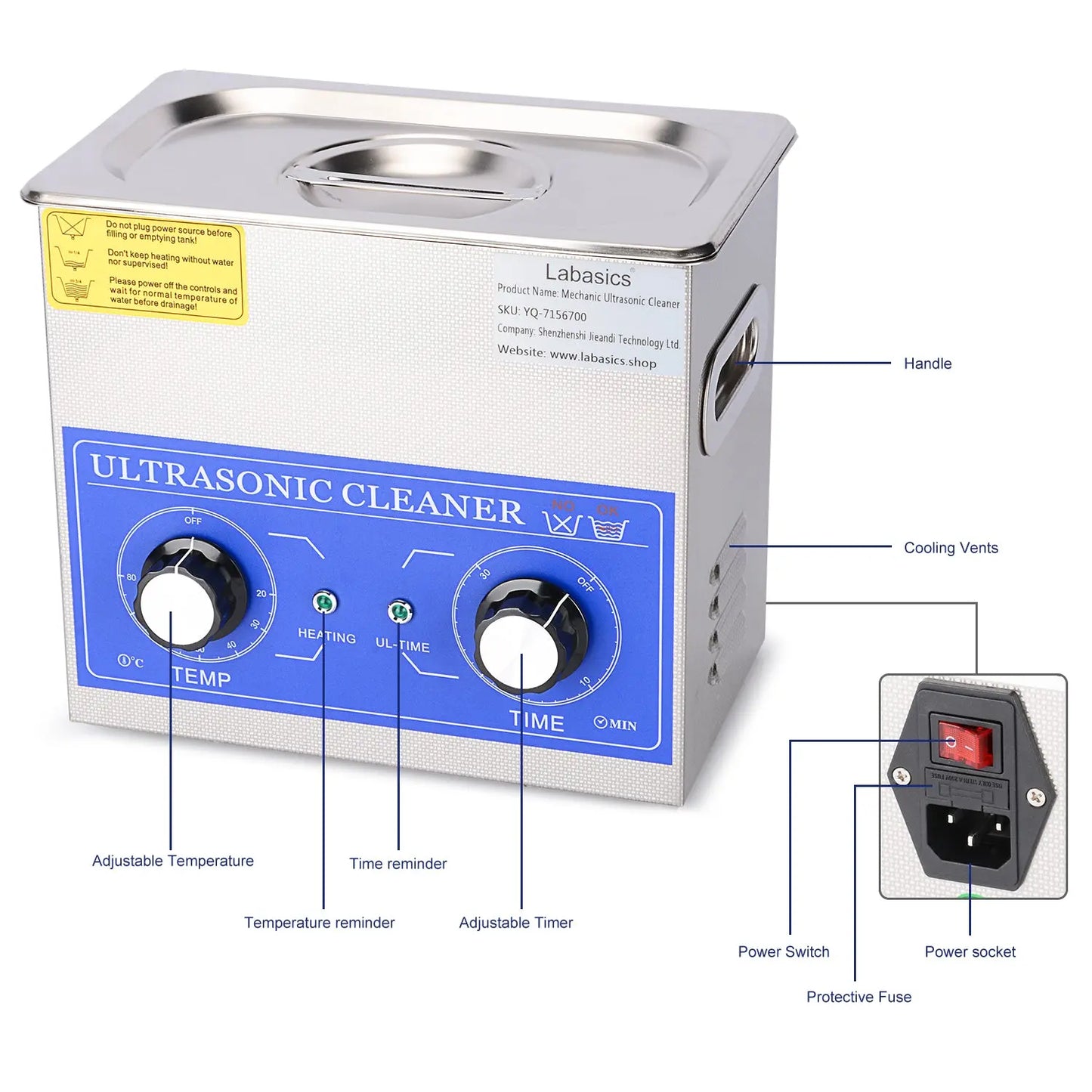Ultrasonic Cleaner with Mechanic Control Panel of Heating and Timer