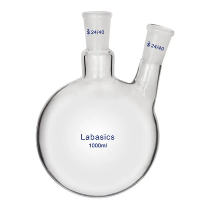 2 Neck Round Bottom Flask, 24/40 Center and Side Standard Taper Outer Joint, 50-2000 mL Labasics