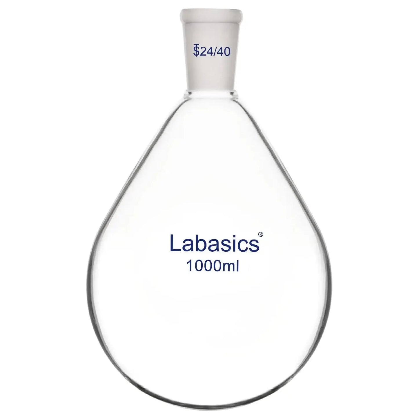 Large 1000 ml borosilicate glass recovery flask, single-neck, 24/40 joint, optimized for high-volume laboratory evaporation