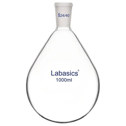Large 1000 ml borosilicate glass recovery flask, single-neck, 24/40 joint, optimized for high-volume laboratory evaporation