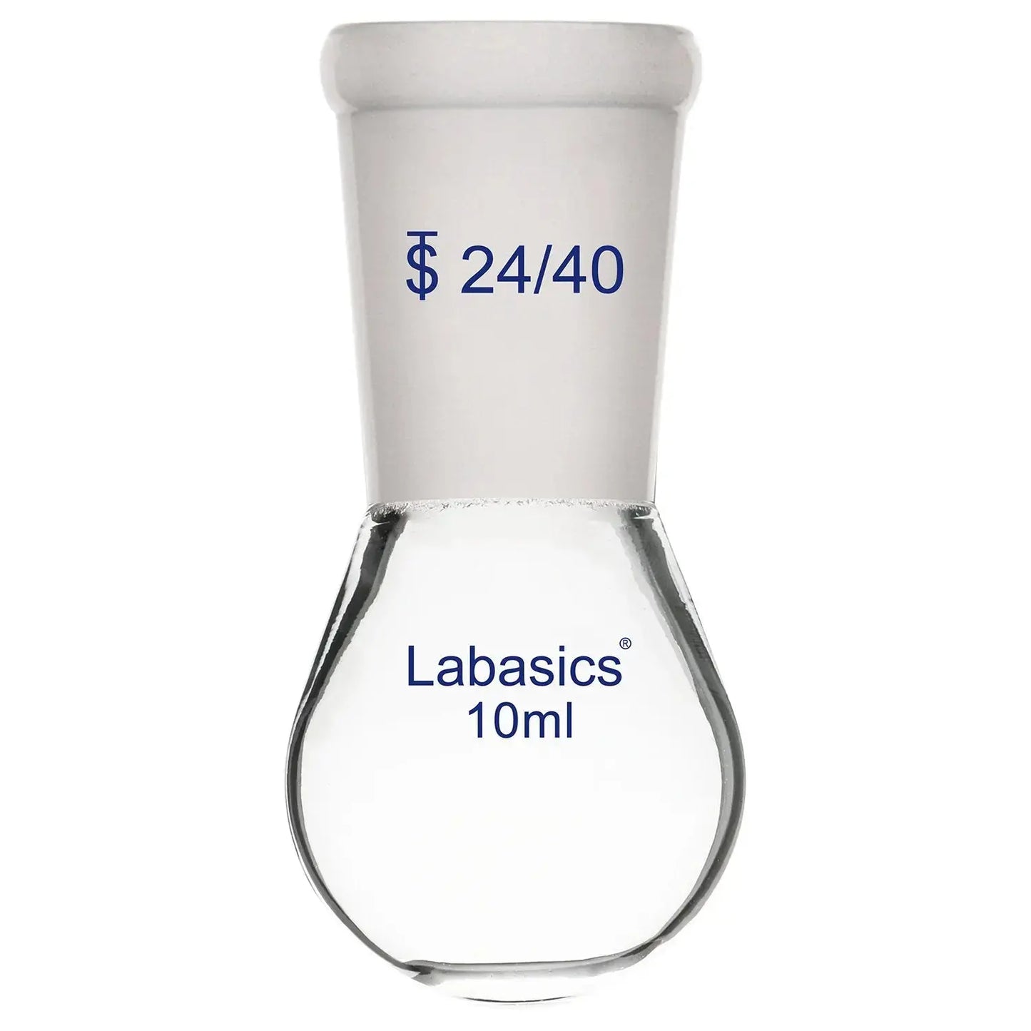 Compact 10 ml single-neck recovery flask, borosilicate glass, 24/40 joint, ideal for precise rotary evaporation