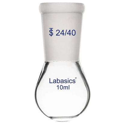 Compact 10 ml single-neck recovery flask, borosilicate glass, 24/40 joint, ideal for precise rotary evaporation
