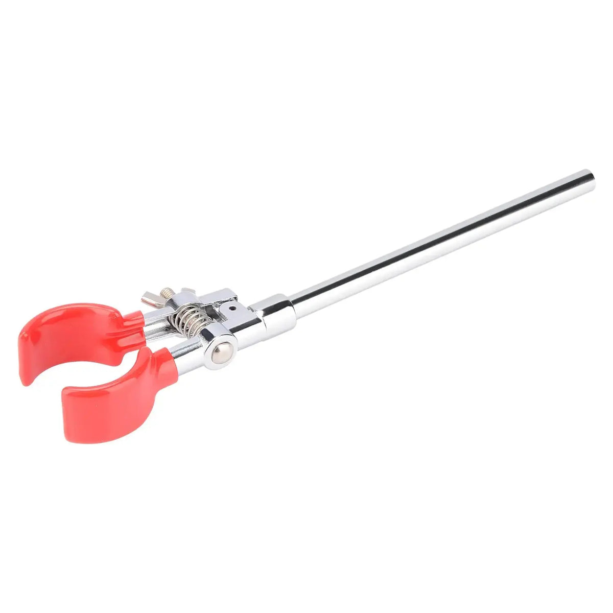 2-prong extension clamp, 7 inch rod lab accessory, single adjust screw, chrome-plated zinc alloy, rubber-coated jaws, boss head compatible, for flasks and condensers support