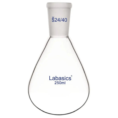 250 ml borosilicate glass recovery flask, single-neck, 24/40 joint, designed for safe solvent evaporation in lab experiments