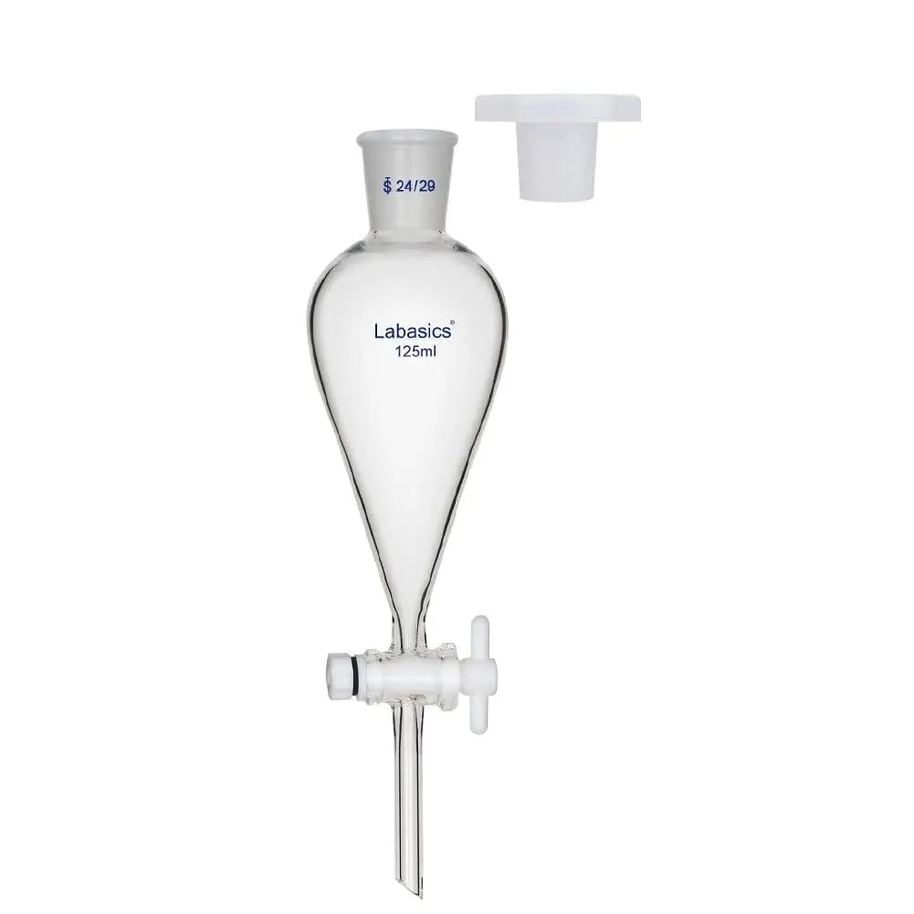 Conical Separatory Funnel, Heavy Wall Borosilicate Glass Separating Funnel with 24/29 Joints and PTFE Stopcock