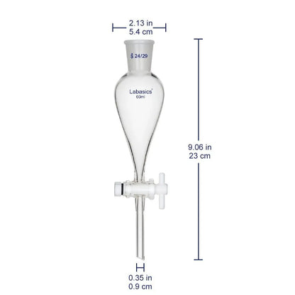 Conical Separatory Funnel, Heavy Wall Borosilicate Glass Separating Funnel with 24/29 Joints and PTFE Stopcock