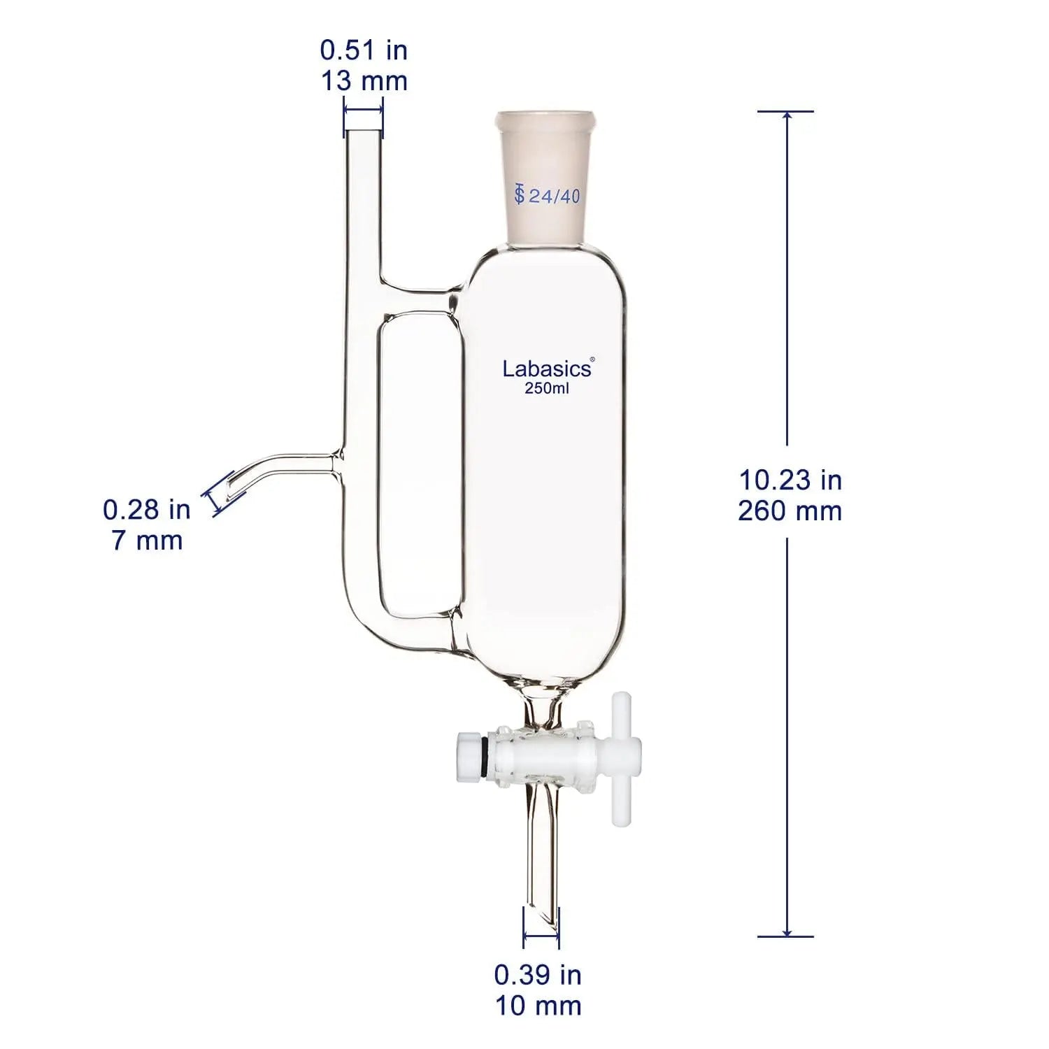 Labasics Water Oil Receiver Separator with 24/40 Lab Supply, 250 ml