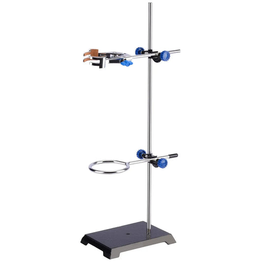 Lab Stand Set, Steel Support Stand with Rod, 4-Prong Burette Clamp, Retort Ring and 2 Boss Heads