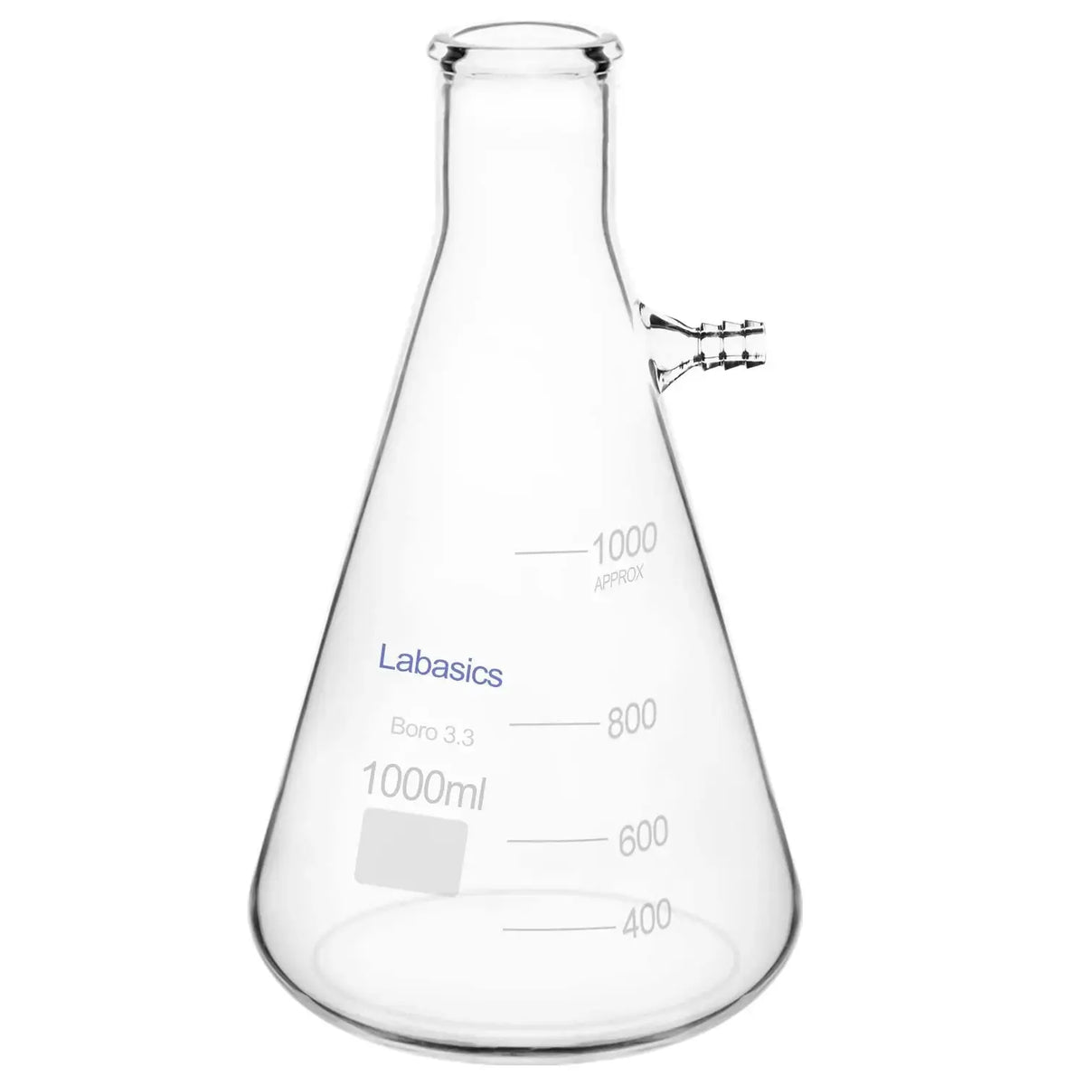 Filtering flask, 1000 mL (1 L), borosilicate glass, side arm connection, suitable for vacuum filtration systems