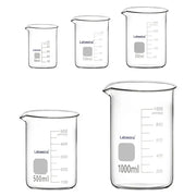 Labasics 5-piece borosilicate glass beaker set, sizes 50–1000 ml for laboratory heating and mixing applications