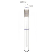 Borosilicate glass vacuum cold trap, 24/40 joint, 200 mm body length, 10 mm serrated hose connection, reusable laboratory vacuum protection trap for condensation control