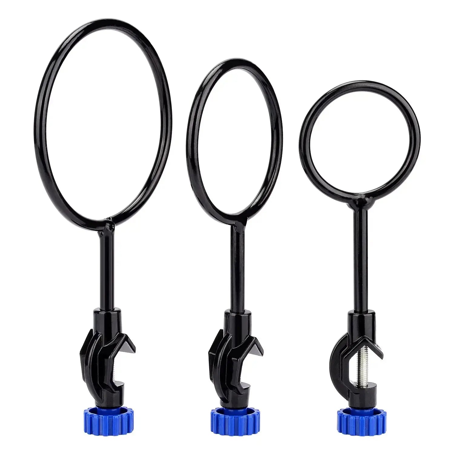 60 mm retort ring, cast iron support ring with clamp, for holding lab glassware
80 mm support ring, cast iron retort ring with boss head clamp and thumbscrew
100 mm retort ring, metal support ring for laboratory stand, used for heating setup
