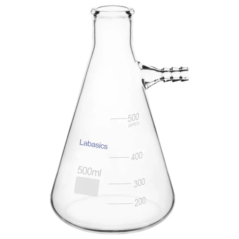 Narrow mouth filtering flask, 500 mL, borosilicate glass, heat-resistant, designed for filtration and laboratory applications