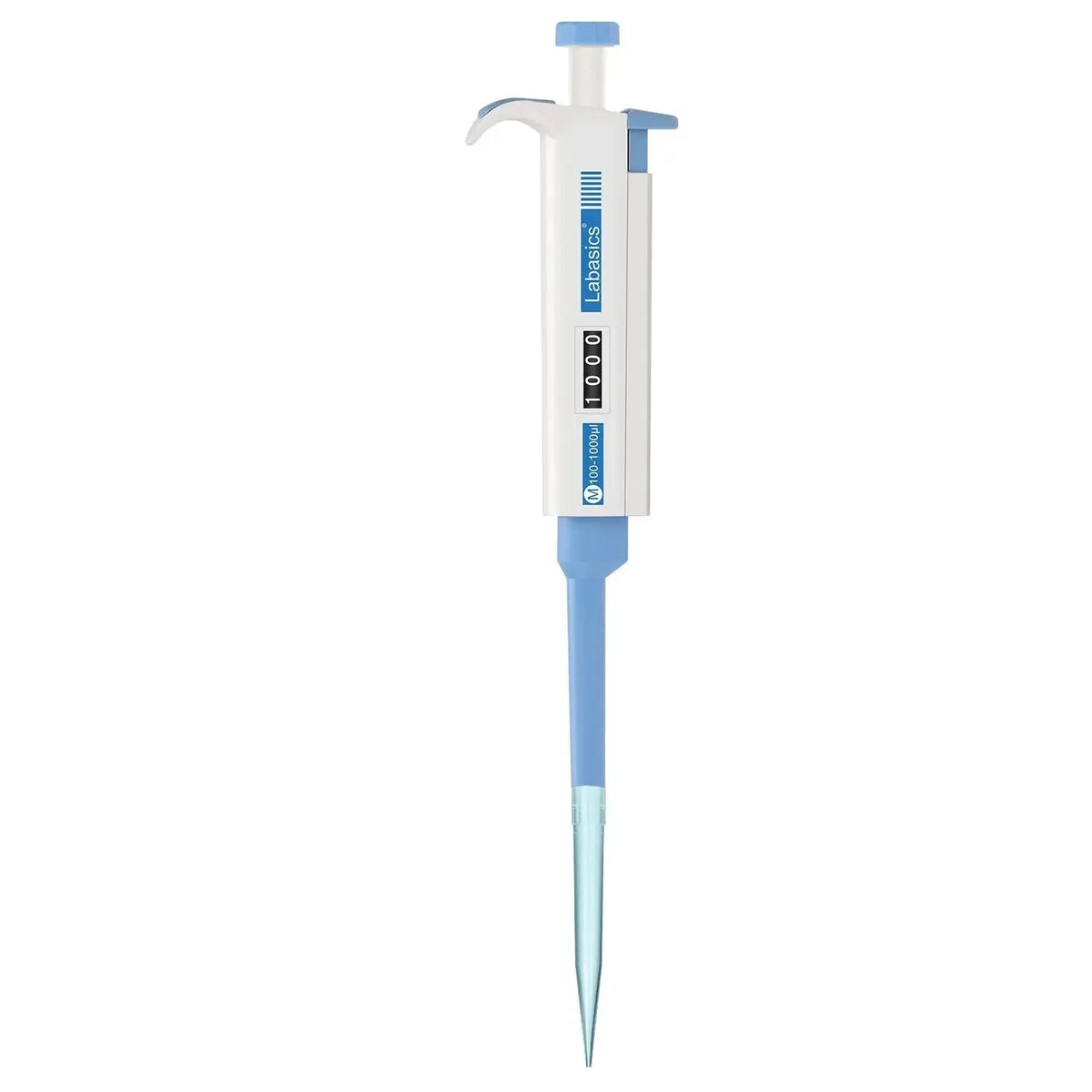 Single channel pipettor 0.5–5000 μL, ergonomic design, replaceable tip cone