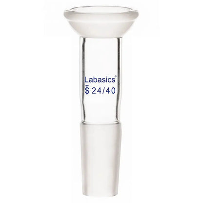 Borosilicate glass socket connecting adapter with 35/20 socket joint to 24/40 male joint for laboratory glassware connections