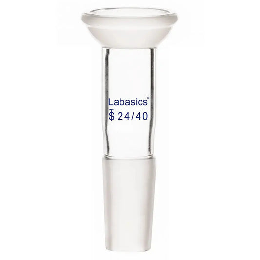 Borosilicate glass socket connecting adapter with 35/20 socket joint to 24/40 male joint for laboratory glassware connections